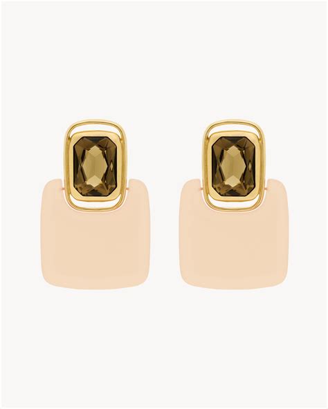 ysl ohrring|ysl cabochon square earrings.